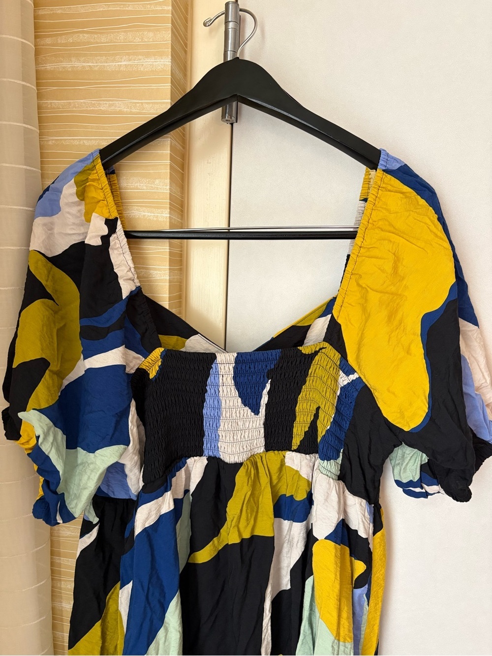 Nine West Abstract Colorblock Puff-Sleeve Maxi Dress - Picture 6 of 6